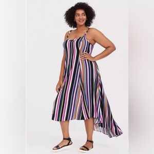 Torrid maxi challis striped hi low maxi dress size 1x
